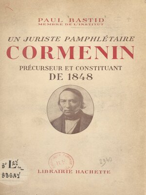 cover image of Un juriste pamphlétaire, Cormenin